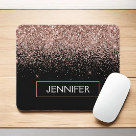 Monogram Rose Rose Gold Glitzer & Sparkline Mousepad