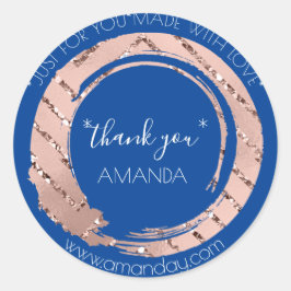 Monogram-Rose Vielen Dank Web-Boutique Shop Blue Runder Aufkleber