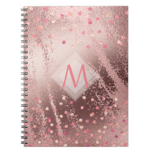 Monogram ROSEGOLD Metallic Foil Confetti Look Notizblock