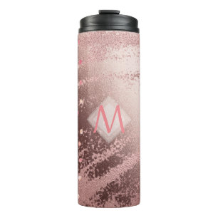 Monogram ROSEGOLD Metallic Foil Confetti Look Thermosbecher