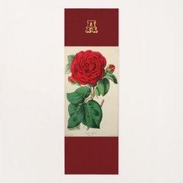 Monogram Rote Rose Blume Vintage Kunst Yogamatte