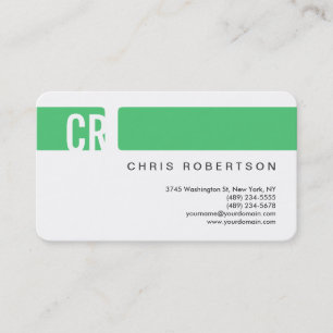 Monogram Round Corner Emerald Green Business Card Visitenkarte