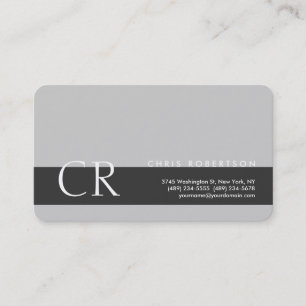 Monogram Rounded Corner Gray Strip Business Card Visitenkarte