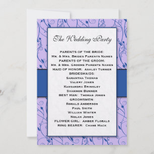 Monogram Royal Blue Lilac Swirl Wedding Program Einladung