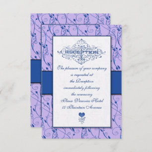 Monogram Royal Blue Lilac Swirl Wedding Reception Einladung