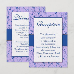 Monogram Royal Blue Lilac Swirl Wedding Reception Einladung