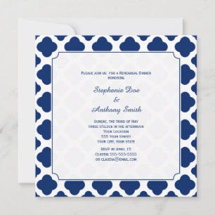 Monogram Royal Blue Quatrefolie Probe Dinner Einladung