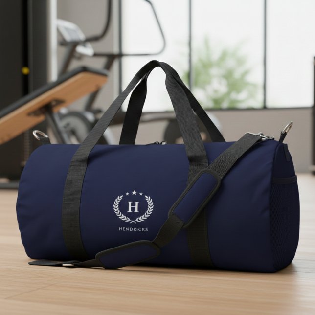 Monogram Royal Blue Stylish Modern Minimalist Duffle Bag (Von Creator hochgeladen)