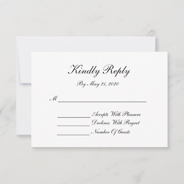 Monogram RSVP Card - Schwarz & Weiß Karte (Vorderseite)