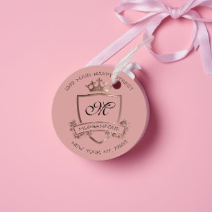 Monogram Rücksendeadresse Crown Royal Rose Pink Runder Aufkleber