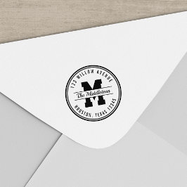 Monogram-Rücksendeadresse für die runde Grenze Permastempel