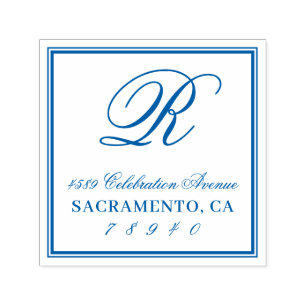 Monogram-Rücksendeadresse für klassisches Skript Permastempel