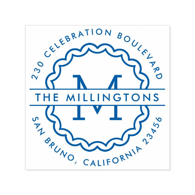 Monogram-Rücksendeadresse Permastempel (Design)