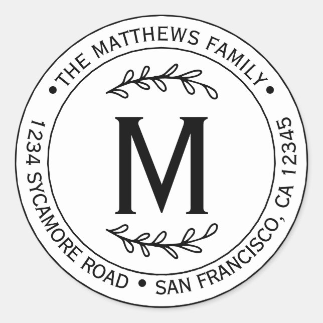 Monogram Runder Aufkleber (Vorderseite)