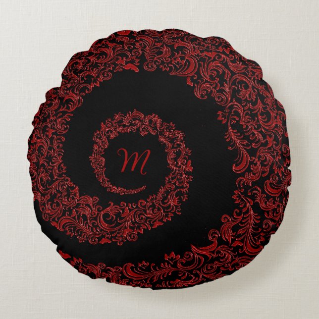 Monogram Rundes Kissen (Vorderseite)