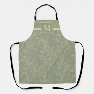 Monogram Rustic Daisies on Sage Green Schürze