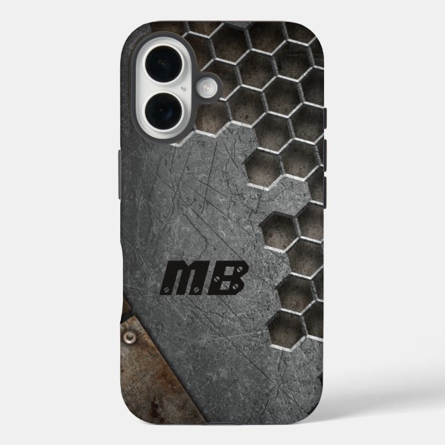 Monogram Rustic Grunge Masculine Personalisiert Case-Mate iPhone Hülle (Rückseite)