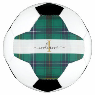 Monogram Rustic Kariert Script Name Tartan Fußball