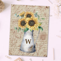 Monogram Rustic Sunflower Vintag Letter Decoupage