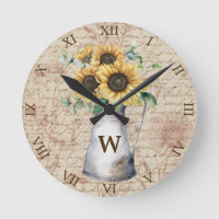 Monogram Rustic Sunflower Vintag Letter Decoupage