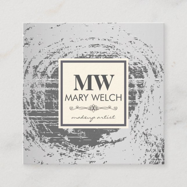 Monogram Rustic Texture Extravagant Element Terminkarte (Vorderseite)