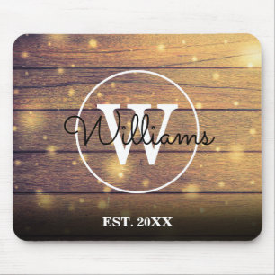 Monogram Rustic Wood Panels Mousepad