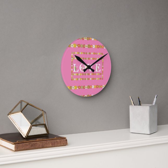 Monogram-Rustikale Daisy-Wand-Armbanduhr Runde Wanduhr (Büro)