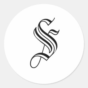Monogram S Aufkleber Schwarz-weiß Old English