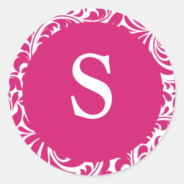 Monogram S Fuchsia White Siegel für Wedelmongra Runder Aufkleber (Vorderseite)