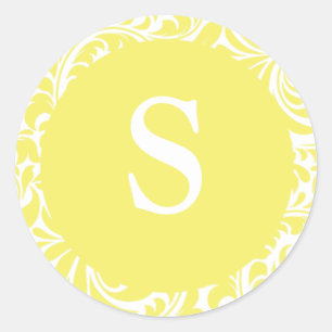 Monogram S Light Yellow Customizable Invite Siegel Runder Aufkleber