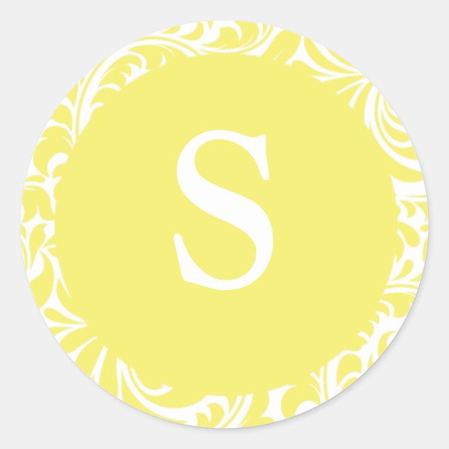 Monogram S Light Yellow Customizable Invite Siegel Runder Aufkleber (Vorderseite)