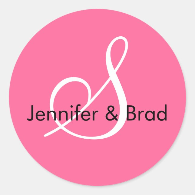 Monogram S Wedding Spring 2010 Rosa Siegel Runder Aufkleber (Vorderseite)