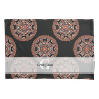 Monogram Safari Sunset Bohemisch Polka Dot Mandala Kissenbezug