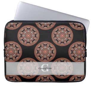 Monogram Safari Sunset Bohemisch Polka Dot Mandala Laptopschutzhülle