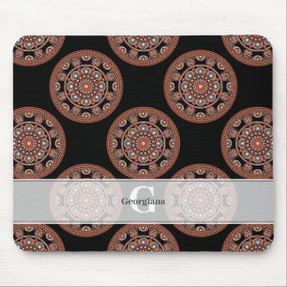 Monogram Safari Sunset Bohemisch Polka Dot Mandala Mousepad