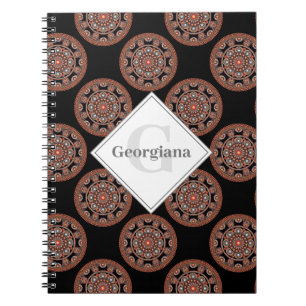 Monogram Safari Sunset Bohemisch Polka Dot Mandala Notizblock