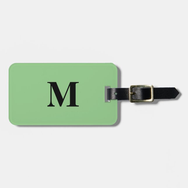 Monogram Sage Green Black Gift Gastgeschenk Gepäckanhänger (Vorderseite horizontal)