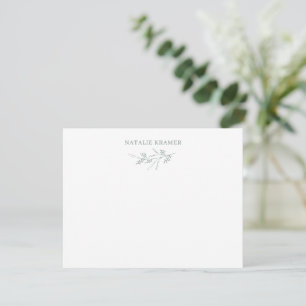 Monogram Sage Green Blätter Berries Foliage Flat Mitteilungskarte