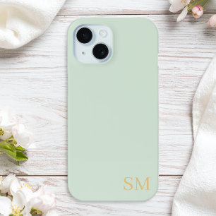 Monogram Sage Green Gold Minimalistische Initialen Case-Mate iPhone Hülle