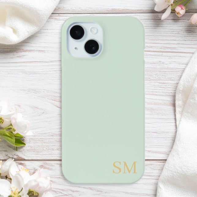 Monogram Sage Green Gold Minimalistische Initialen Case-Mate iPhone Hülle (Von Creator hochgeladen)