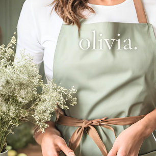 Monogram Sage Green Modern Feminine Eleganter Name Schürze