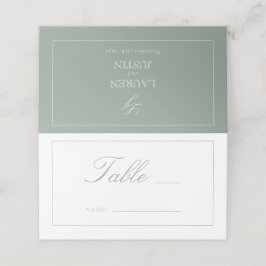 Monogram Sage Green Script Wedding Tischnummer Platzkarte