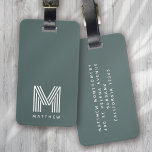 Monogram Sage Green Stilistisch Moderne Minimalist Gepäckanhänger<br><div class="desc">Ein fett gedrucktes Monogramm</div>