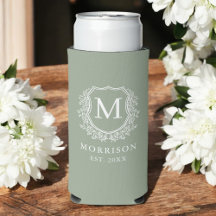 Monogram Sage Green Wappen Botanical Wedding