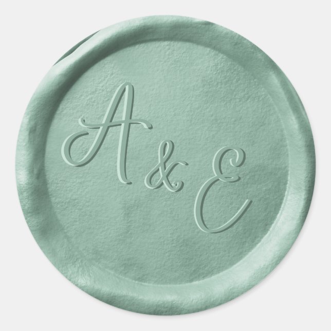 Monogram Sage Green Wedding Wax Siegel Stickers (Vorderseite)