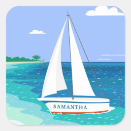 Monogram Sailboat Coastal Tropical Beach Stickers