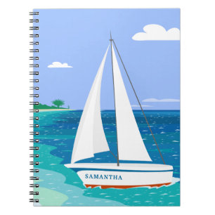 Monogram Sailboat Coastal Tropical Notebook Notizblock
