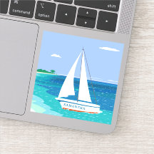 Monogram Sailboat Ocean Tropical Seaview