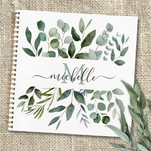 Monogram Salbei Grün Eukalyptus Grünzeug   Notizbuch