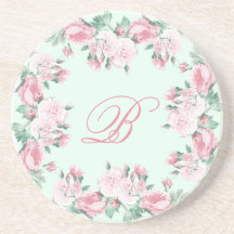 Monogram Sandstone Untersetzer Floral Rose Custom